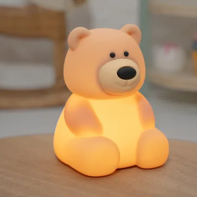 Wholesale Cute Bear Silicone Tap Control 7 RGB Colors USB Rechargeable Timer Kids Bedroom Decor Gift Night Light