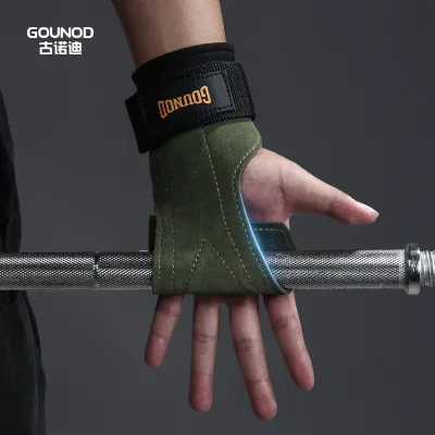 Multi-Color Cowhide Weightlifting Grips with Anti-Slip Feature Double-Layer Thickening and Palm Protection for Fitness Training