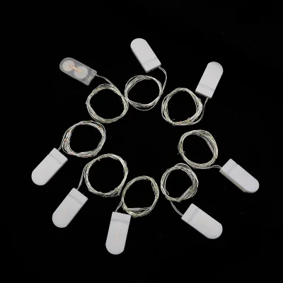 Mini Copper Wire Lights Button Battery Operated High Quality 1M 10 LED IP44 Rated Garland for Outdoor Garden Party