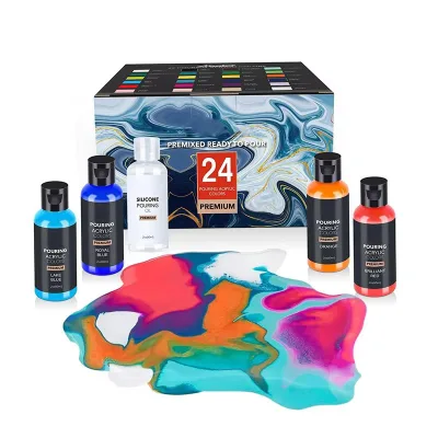 Bview Art High Flow 2oz Bottles 24 Colors Acrylic Pouring Paint for Pouring on Canvas, Glass, Paper, Wood, Tile, and Stones