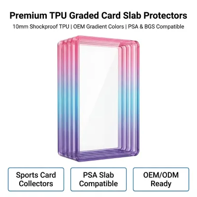 Wholesale Clear Back Panel TPU Graded Card Slab Protector 35PT 4 Inch Mixed Gradient Glitter for PSAed SGC Custom OEM