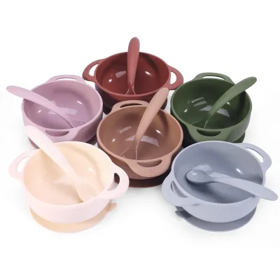 New Wholesale Silicone Collapsible Bowl Set Foldable Baby Bowl With Spoon