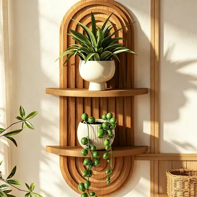 Wooden Arch Wall Shelf, Decorative Display Rack for Potted Plants & Candles