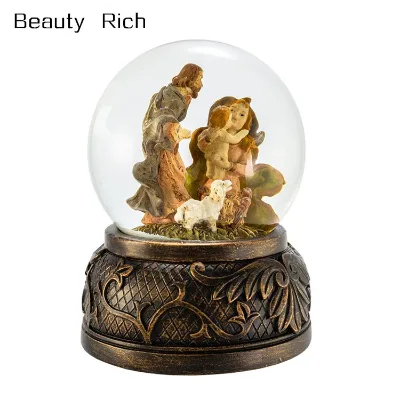 100mm Wind-Up Musical Holy Family Snow Globe