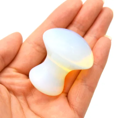 Wholesale Gua Sha Board Natural Hand Carved Opalite Mushrooms Crystal Stone Mushroom Carving for Decoration Facial Threapy Tools