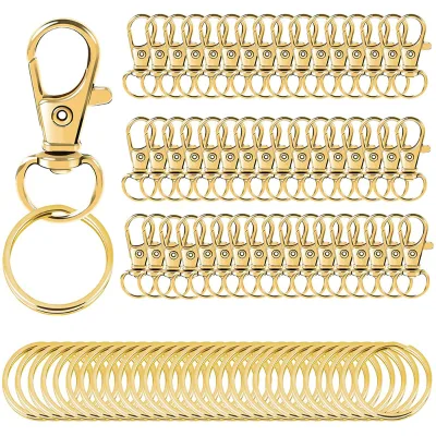 Wholesale New Metal Gold and Silver Clip Key Rings 50 sets Pack