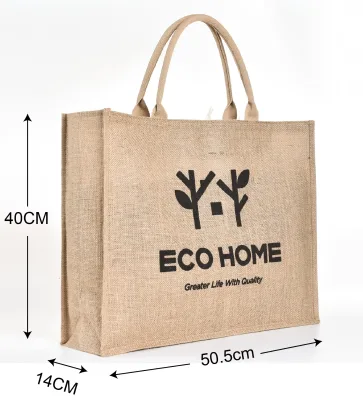 Hot Selling Cheaper Custom LOGO Print Picture Fashion Tote Jute Bag Suppliers Jute Large Capacity Diy Tote Bag for Shopping Gift