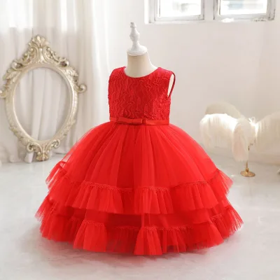 New Style Girls' Middle-Size Children's Formal Princess Appliqued Tulle Polyester/Cotton Party Evening Gown Dinner Flower Girl