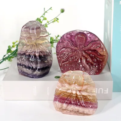 Wholesale Natural Quartz Stone High Quality Fluorite Irregular Carving for Collection