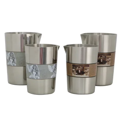 Stainless Steel 500ml /800ml Mixing Cup With Patterned Bar Accessories and Cocktail Shakers for bar and Coffee Shops