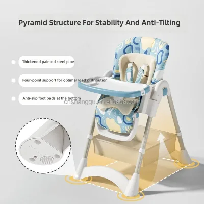 Vsuch Space-Saving Foldable Toddler Feeding High Chair Mobile Recliner Dining Seat With Storage Basket for Baby Daily Mealtime