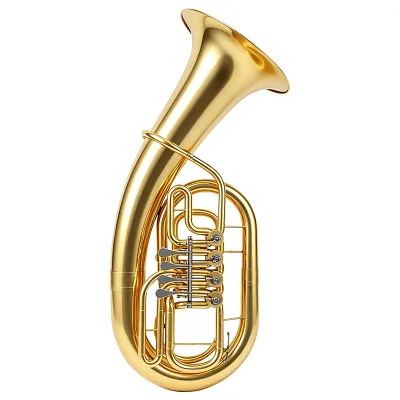 OEM Durable Bb Gold 4 Rotary Pistons Marching Tuba with Brass Body Lacquered Finish Tenor