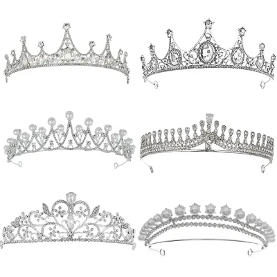 Fashionable Silver-Plated Crystal Crown for Bride Girls Women-for Wedding Parties and Headdress