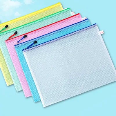 PP Pouch Waterproof Zip Lock Mesh Bags with Logo for School Stationery Supplies