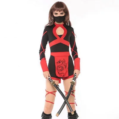 New Fashion Women Halloween Girls Cosplay Japan Ninja Samurai Nightclub Queen Jumpsuit Party Game Costumes Suits
