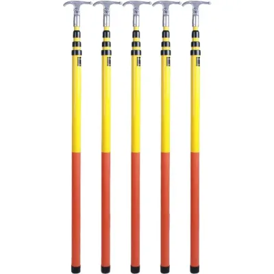 Enhang 35KV High Voltage Insulated Epoxy Resin Retractable Brake Lever Yellow 4 Meter Lightning Protection Earthing