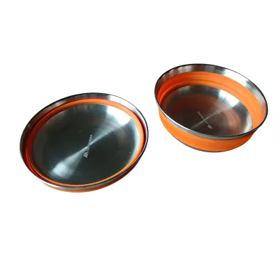 BPA Free & Leakproof Ultralight Silicone Foldable Camping Travel Bowl Plate for Backpacking, Hiking and RVing