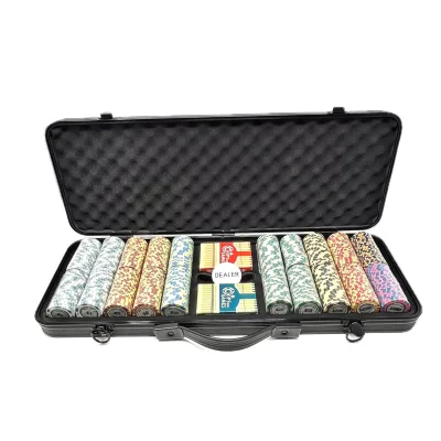 Professional Poker Chip Case Black with Aluminum Frame and Strong EVA Rubber Interior Chip Tray (500 Chip Capacity)