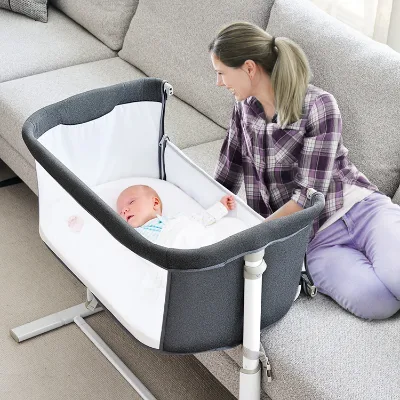 Adjustable Bedside Sleeper Newborn Baby Bassinet Cot Bed Kids Crib Katil Iron Fabric Baby Cradle Crib