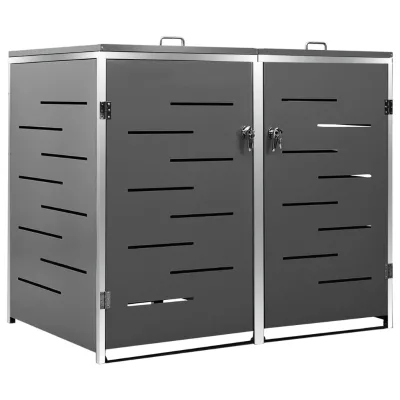 Galvanized Steel Trash Can, Community Garbage Storage Box, Laser-cut Grating Trash Bin