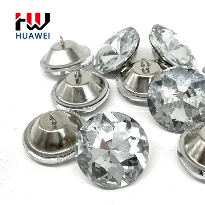 HUAWEI Furniture Parts Diamond Buttons Decorative Accessories Acrylic Upholstery Buckle Chair Buttoned Glass Crystal Sofa Button