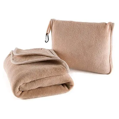 Vacuum Packable Travel Blanket with Zipper and Throw Pillow Set Airplane Blanket Travel