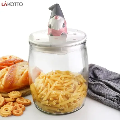 4L with Ceramic Lid Drum-shaped Sealing Food Jars Grains and Cereals Jars Peel Tea Rice Storage Jars Transparent