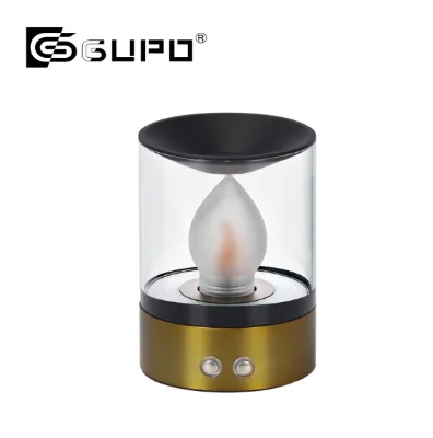GUPO 3.5W Eye Caring Type-C Rechargeable Integrated Glass Shade Flameless LED Candle Ambience Table Lamp