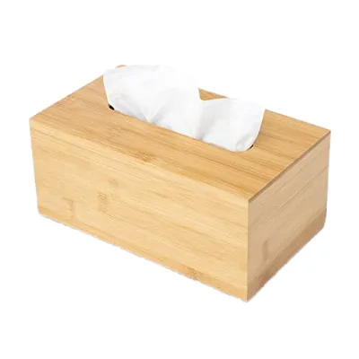 Wholesale Bamboo Tissue Box Holder for Livingroom,Bedroom,Kitchen,Durable Wooden Tissue Box with Sliding Bottom Storage Rack