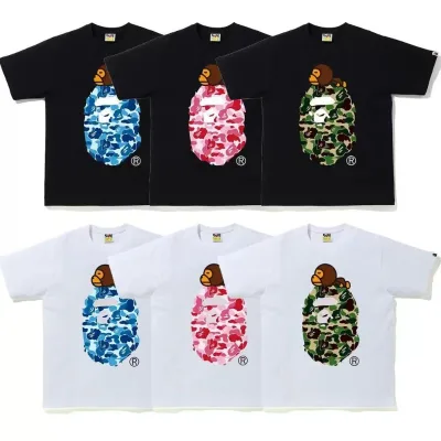 Japanese Street Fashion Sleepy Monkey Ape Head Print Summer Short Sleeve Polyester Cotton Quick Dry Breathable Couple's