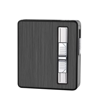 Wholesale Personalized Fully Automatic Pop-up Metal Cigarette case Gas-electric Hybrid All-in-one Lighter Windproof