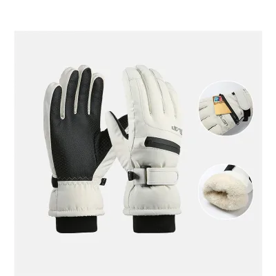 High Quality Children Winter Ski Gloves Waterproof Windproof with Zipper Ski Gloves Fleece-Lined for Snowboarding Gloves
