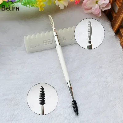 Professional Custom Logo Eyebrow Brush Synthetic Hair c Brush 2 in 1 Dual End Eyebrow Brush