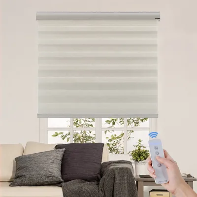 Blackout Therm Roller Blind Curtains 100% Polyester Fabric Zip Automatic Ready Made Double zebra Blinds