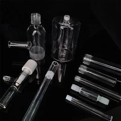 Precision Machined Corrosion Proof UV Lamp Quartz Threaded Adapter Clear Quartz Pipe for Optical Systems Bending Welding