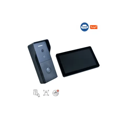 Hiwink 2K Video Door Phone System Compatible 6-Unit Indoor Monitor Villas Palmprint Tuya Smart App Control POE Night Vision