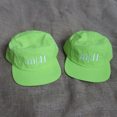 Supplier Wholesale Nylon Laser Cut Running Cap with Embroidery logo 5 Panel Waterproof Performance Outdoor Hiking & Camping Hats