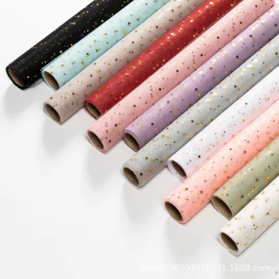Excellent Material Fashion Bouquet Flower Packing Star Design Flower Wrapping pp Mesh Rose Making Wrapping Paper Materials