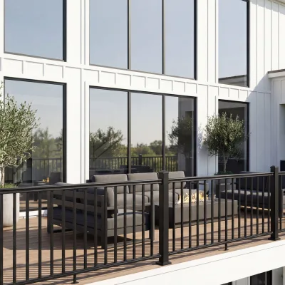 Architectural Aluminum Deck Railing for Mixed Use Development with Modern Profile and Durable Fini