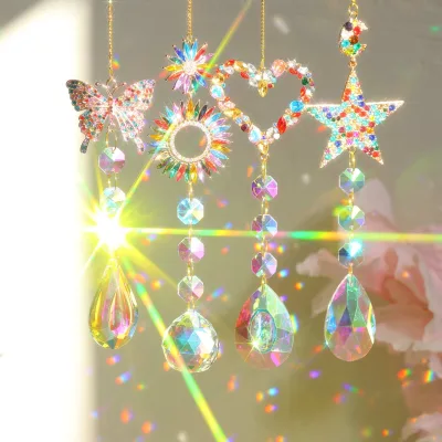 Handmade Butterfly Rainbow Maker Hanging Colored Crystal Sun Catchers Home Wedding Party Christmas Garden Decor