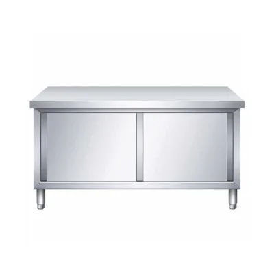 Modern Design Restaurant & Hotel Stainless Steel Kitchen Storage Cabinet with Double-Walled Sliding Doors & 3 Drawers