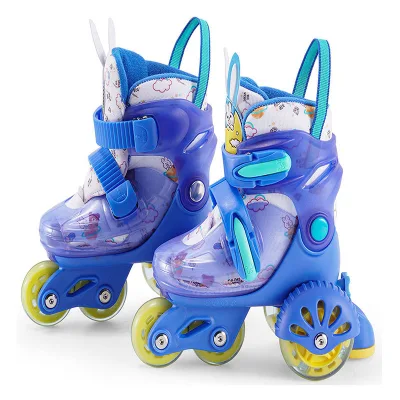 Wholesale Children's PU Mesh Fabric Inline Skates with Injection Wheels Glowing Double-Row for Ice Roller Skating Beginners Set