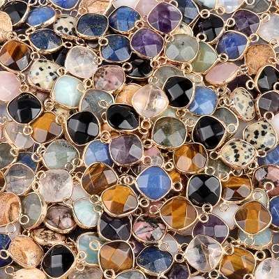 DIY Charm Quart Crystal Real Gemstone Square Pendant for Jewelry Making