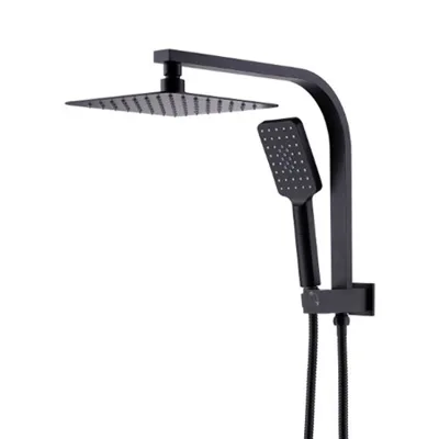 Double-head Rain Shower System with Square-top Sprayer and Hand Shower Made of High-quality Brass for a Solid Structure