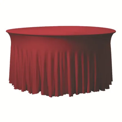 120cm 150cm 160cm Wine Red Stretchable Spandex Round Tablecloth Table Skirt for Home Hotel Wedding Events Banquet