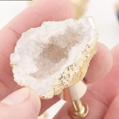 Natural Raw Gemstone Drawer Pull Single Hole Small Handle Quartz Stone Cabinet Knobs