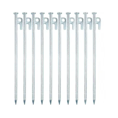 Iwayman 16 Inch Heavy Duty Metal Tent Stakes & Pegs Camping Steel Unbreakable Inflexible Backyard Rocky Ground