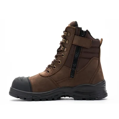 ZG L605 Unisex Work Boots High Quality Genuine Leather Steel Toe Crazy Horse Print Autumn Safety Boots Direct Factory