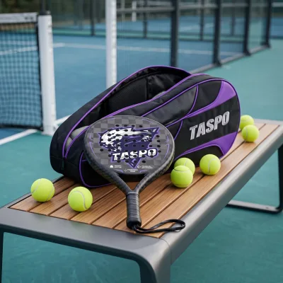 Padel Racket Pala De Padel Pro Series Carbon Frame Purple Black Wolf Design with Bag Wholesale Factory Direct Custom Logo
