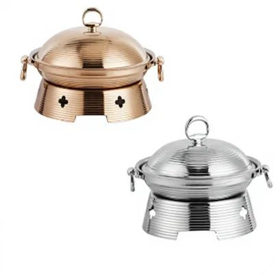 Corrugated Chafing Dish Dome Shaped Lid Swing Side Handle Alcohol Warmer Capacity 85-100C Temperature Range
